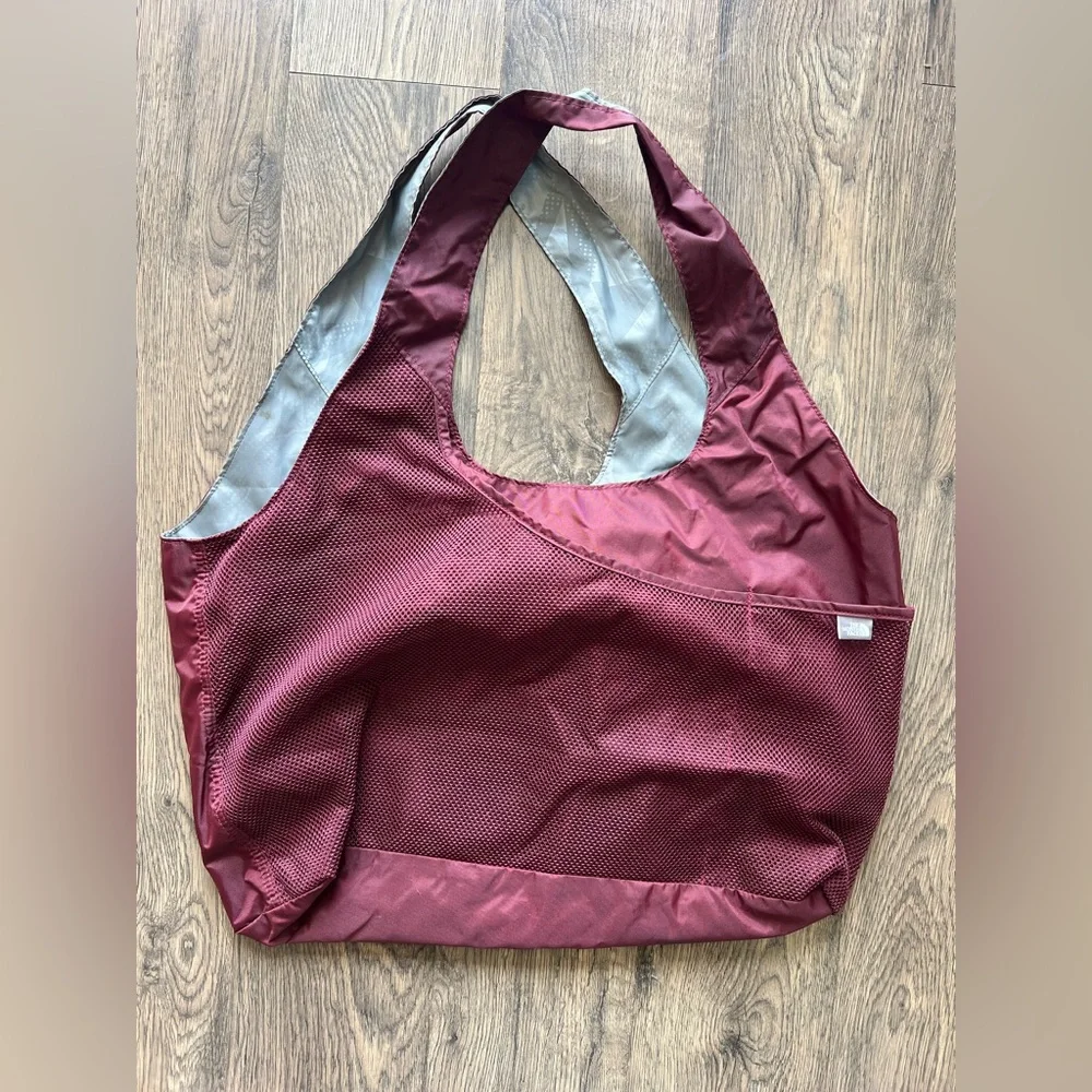 The North Face Burgundy and Gray Tote Bag